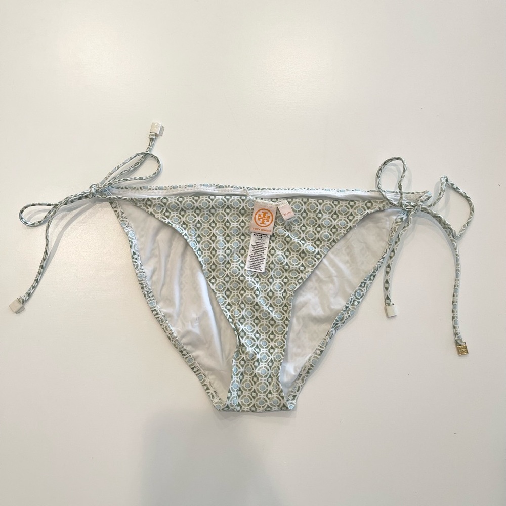 Tory Burch Bikini Bottom Geometric Print Side Tide Women Size XL Green Blue NEW